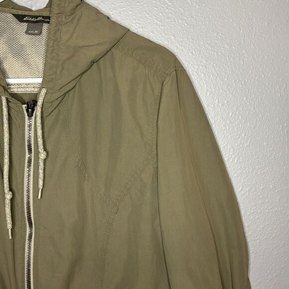 Eddie Bauer Green Hooded Lightweight Mid Length  Rain Jacket Size XL - Picture 3 of 15